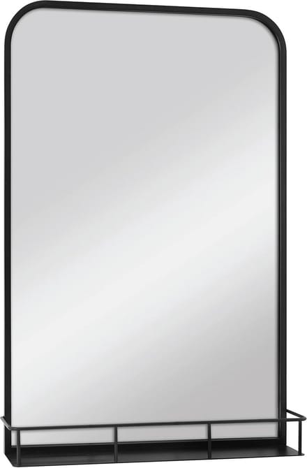 Grote Multifunctionele Wandspiegel met Opbergplank, 50x76 cm, Zwart