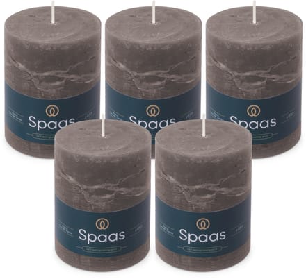 Spaas Rustieke Stompkaarsen - Donkergrijs – 80/110mm - circa 65 uur - 5 kaarsen
