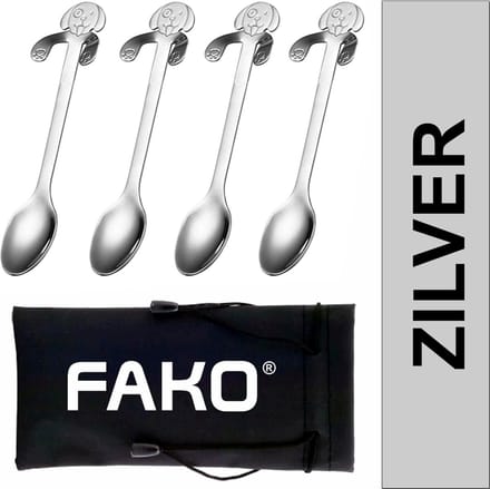 4x Theelepel / Koffielepel Hangende Hond - Zilver - 4 Stuks