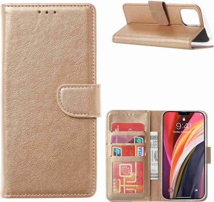 Cityhoesje - iPhone 13 mini - Bookcase incl. Pasjeshouder - Roségoud