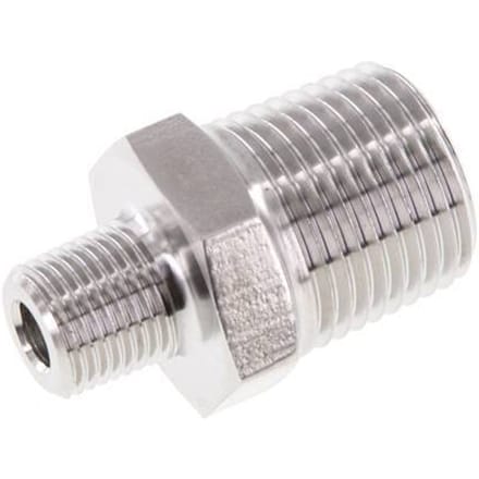 1/8'' NPT x 3/8'' NPT RVS Borstnippel 210 Bar - Hydrauliek