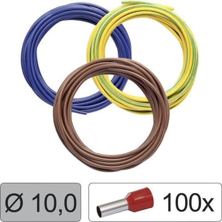 Quadrios 25CW127 Enkele ader LiFY 10 mm² Blauw, Bruin, Geel-groen 1 set(s)