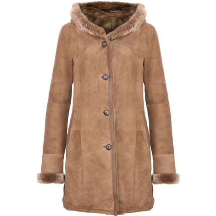 Dames suède merino schapenvacht parka jas-tripoli