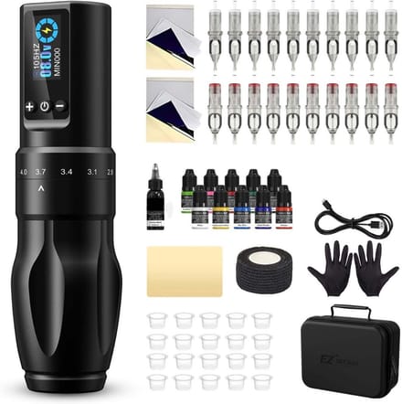 CLGP® Tattoo Machine met Accessoires - Tattoo kit Draadloos - Complete Set - Zwart