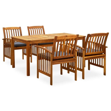vidaXL - 5-delige - Tuinset - met - kussens - massief - acaciahout