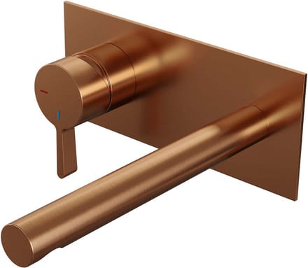 Brauer Copper Edition inbouw wastafelmengkraan met rechte uitloop en afdekplaat model E2 koper geborsteld PVD