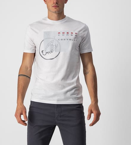 Castelli Casual T-Shirt Heren Wit Zilver - MAURIZIO TEE WHITE SILVER GRAY RED-3XL