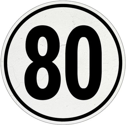 Tempo 80 bord | Sign Again materiaal | 10 cm