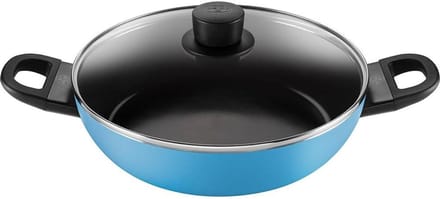 Sauspan met Deksel - Kookpan Soeppan - Mee Koken - Keramische Coating - 10 Liter - Lichtblauw