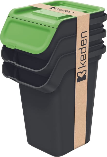 Prosperplast Keden - prullenbakken set van 3x25l - Kaddi Q - Zwart