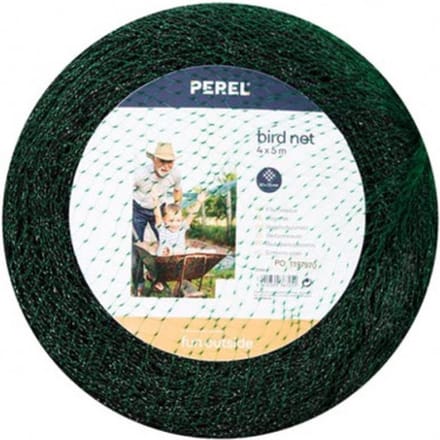 Perel Vogelnet, polyester, maaswijdte 2 cm², 4 x 5 m, groen