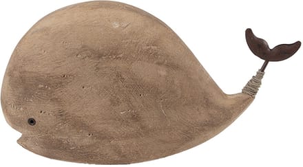 Clayre & Eef Decoratie Beeld Walvis 26x7x14 cm Bruin Hout