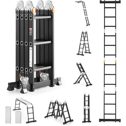 Multifunctionele Opvouwbare Ladder 7-in-1 3 Treden 12ft met Steigerplank