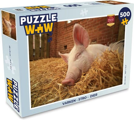 Puzzel Varken - Stro - Dier - Legpuzzel - Puzzel 500 stukjes