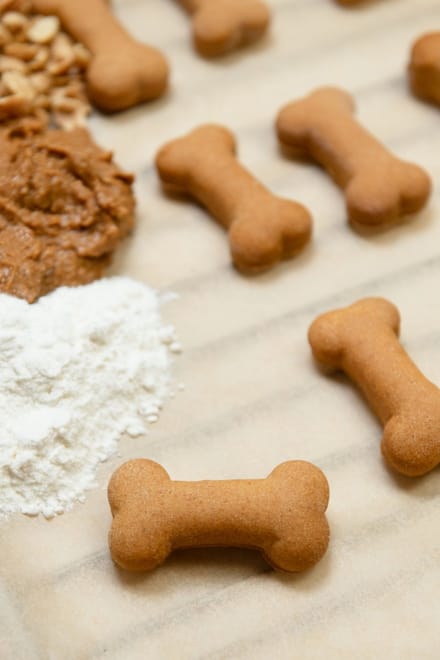 Emmer met zelfgebakken hondenkoekjes L 300 gram
