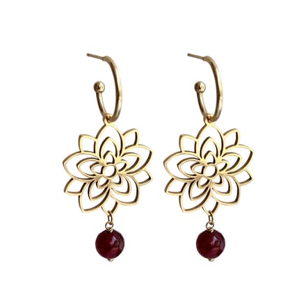 FlowJewels - oorbellen - bloem - stainless steel - goud