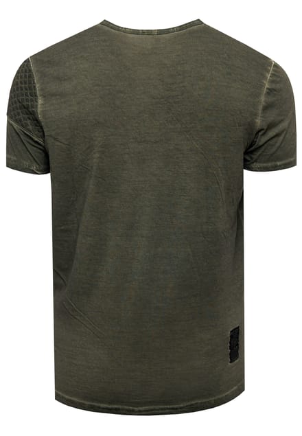 Olie-gewassen T-shirt met knoopsluiting