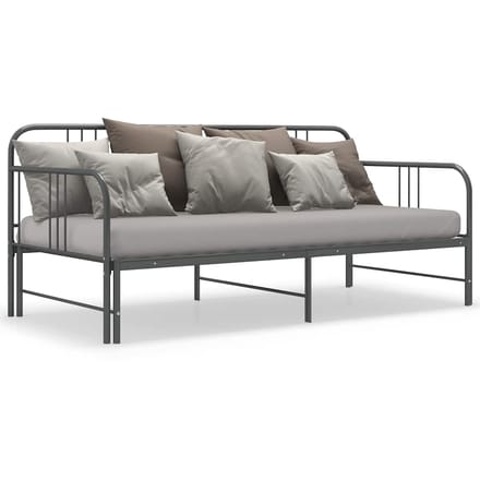 vidaXL - Slaapbank - uittrekbaar - metaal - grijs - 90x200 - cm