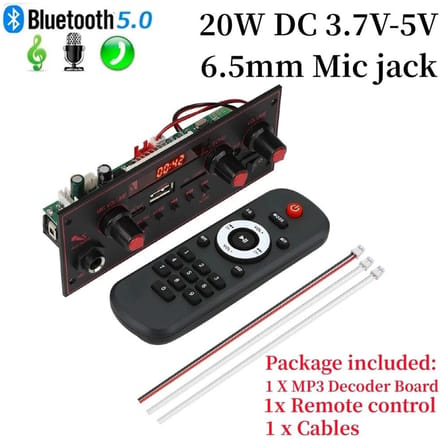 2*10W Versterker MP3 Decoder Board DC 5V Bluetooth 5.0 Audio Muziekspeler Ondersteuning 6.5mm Microfoon FM Radio TF USB Opnamemodule Autoluidsprekers black