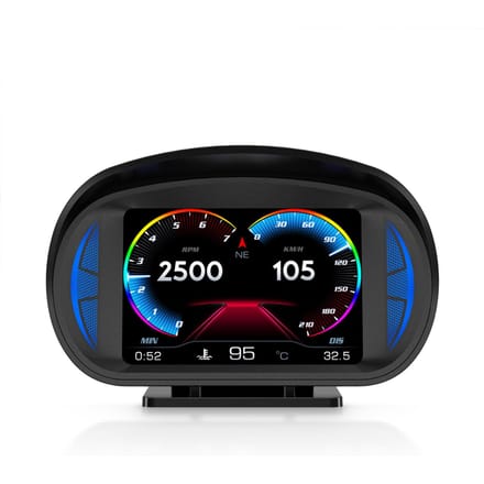 Auto Head Up Display Multifunctionele OBD GPS Hellingmeter Atmosfeerlamp Volledig LCD Smart Meter met 12 zwart