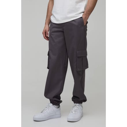 Baggy Gewassen Broek Met Vaste Tailleband | Charcoal | Size Medium