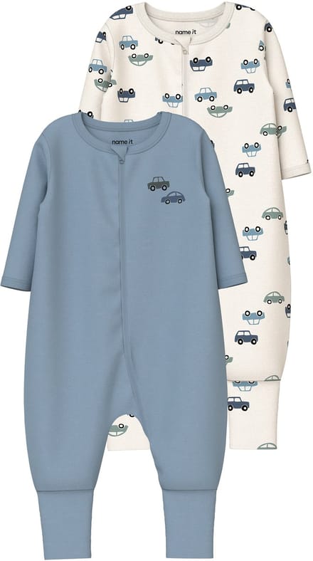 NAME IT- NBMNIGHTSUIT 2P ZIP FF CAR NOOS - Jongens - Sleepsuit
