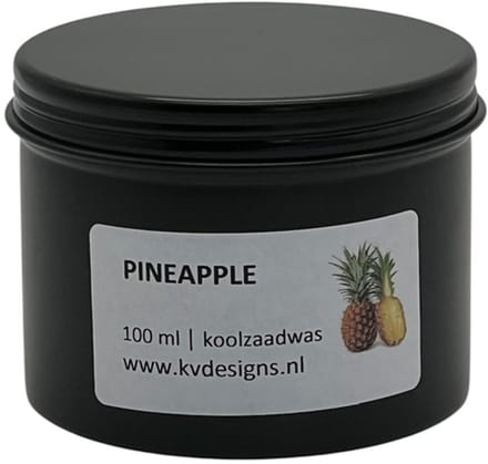 Geurkaars 100ml – Pineapple – Handgemaakt van Koolzaadwas – 40 branduren – KV DESIGNS