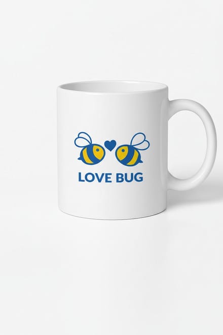 Lieve Bijen Love Bug Mok - Romantisch Geel Blauw Design Cadeau