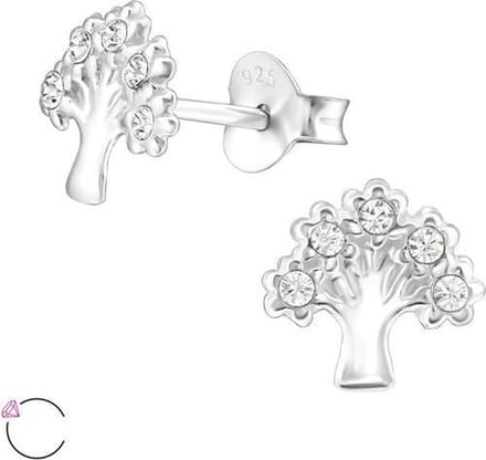 Montebello Oorbellen Bilenca - 925 Zilver - Swarovski - Levensboom - ∅8mm