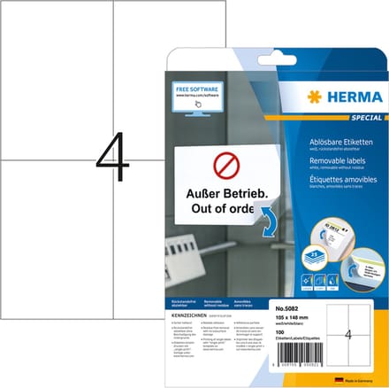 Etiket herma 5082 105x148mm verwijderb wit 100st | 32 stuks