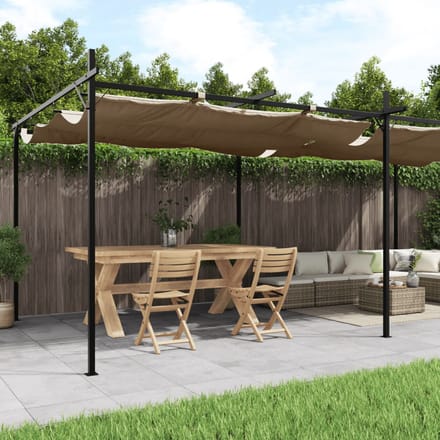 vidaXL - Pergola - met - uitschuifbaar - dak - 589x292x230 - taupe