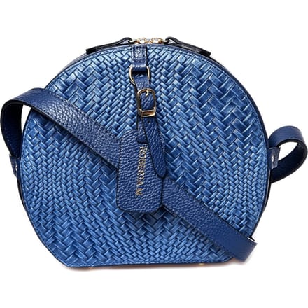 Roberta M Blauw Rundleer Tas