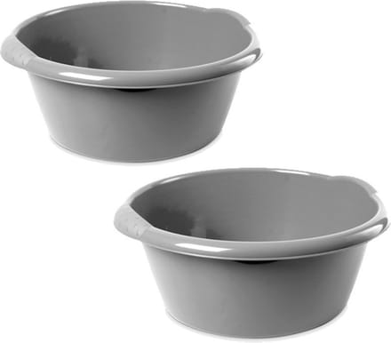 Hega Hoger Afwasteil - 2x - 15L - rond - zilver - 42 x 17 cm - afwasbak