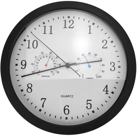 Stille wandklok met thermometer en hygrometer, diameter 30 cm