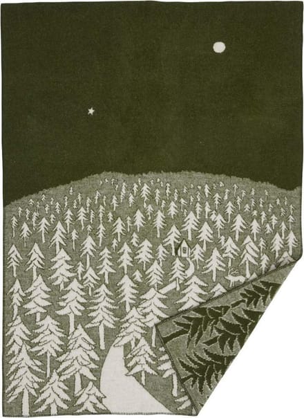 Plaid House in the Forest eco wol groen-wit