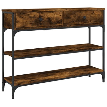 vidaXL - Wandtafel - 100x25x75 - cm - bewerkt - hout - gerookt - eikenkleurig