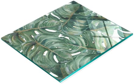 Glazen snijplank met decoratieve Monstera-afbeeldingen, 60x52 cm