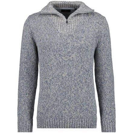 Ragman Trui Troyer Zip Cotton Knit Pullover Elbow Patches Grijs Melange / male