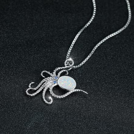 Série Océan Poulpe Bleu et Blanc Poulpe Collier Polyvalent Personnalisé pour Femme black
