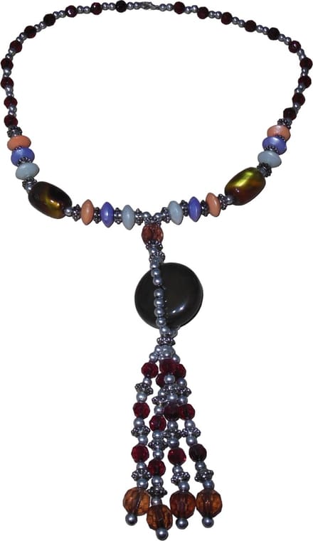 Ketting zilver en diverse kleuren patronen met hanger