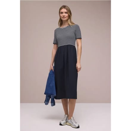 Midi-jurk met structuurmix