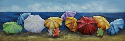 Schilderij - Metaalschilderij - Gekleurde parasols - 150 x 60 cm