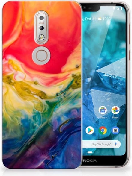 Hoesje maken Nokia 7.1 Watercolor Dark