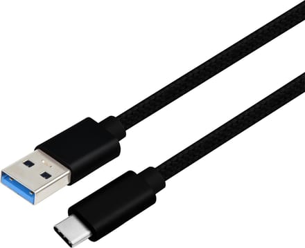 NÖRDIC USBC-N1030 USB-C naar USB-A kabel - USB3.2 Gen1 - 5Gbps - PD 60W - 15 cm - Zwart