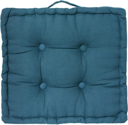Atmosphera Vloerkussen Square - blauw - katoen - 38,5 x 38,5 x 8 cm - vierkant - Extra dik - matraskussen/zitkussen