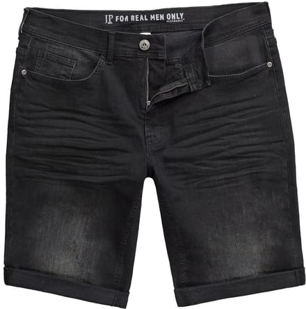 JP 1880 - Heren - Denim bermuda FLEXNAMIC® denim 5-pocket destroyed - Zwart - Maat 70