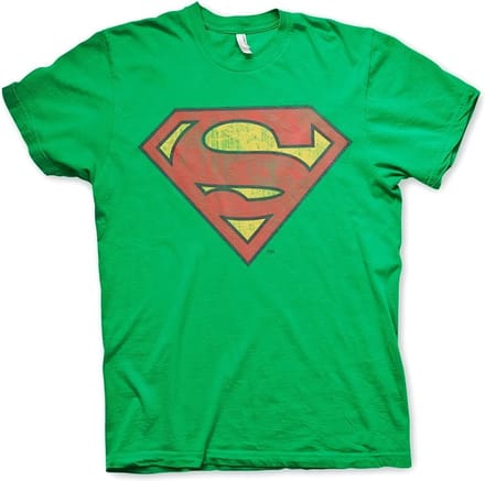 DC Comics Superman Heren Tshirt -S- Washed Shield Groen