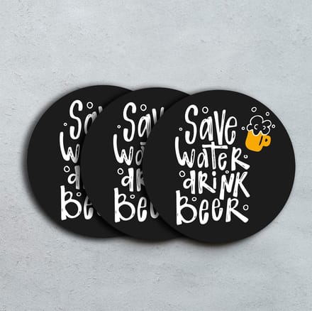 GR onderzetters voor glazen - Drink Beer - Save Water - Vinyl - 6st