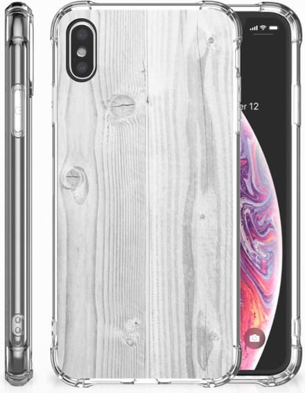 Apple iPhone Xs Max Stevig Telefoonhoesje White Wood