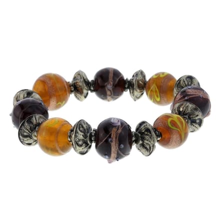 Behave - Armband elastisch met bruine glaskralen - casual chic